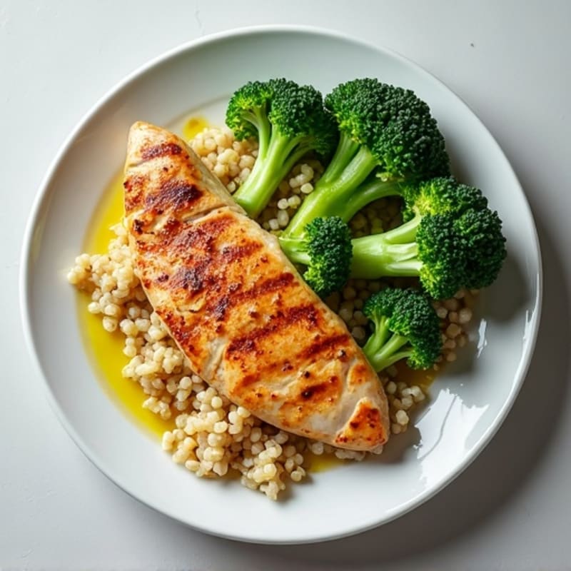 Grilled Chicken Breast with Quinoa and Steamed Broccoli