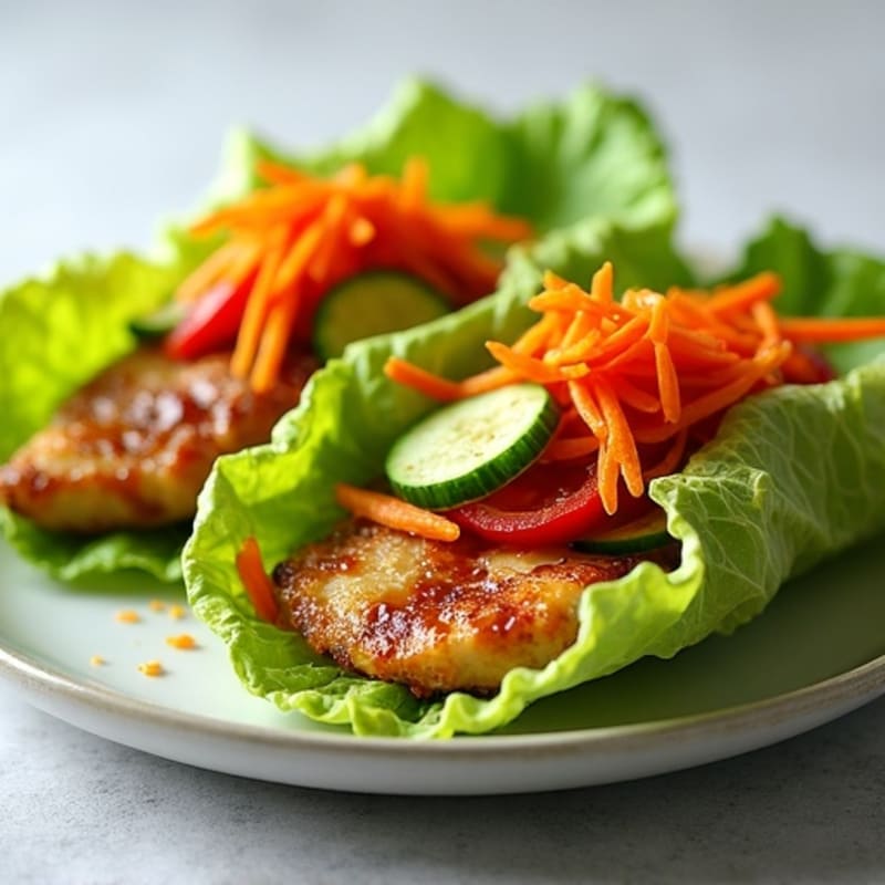 Crispy Sweet Chili Chicken Lettuce Wraps with Fresh Crunchy Vegetables
