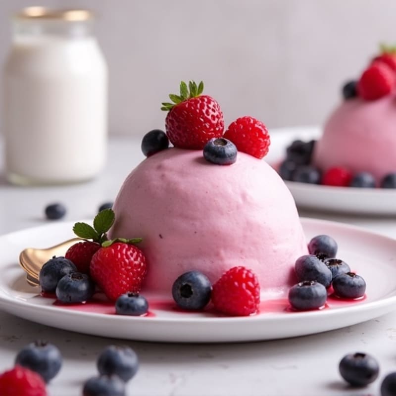 Greek Yogurt Protein Mousse with Mixed Berries