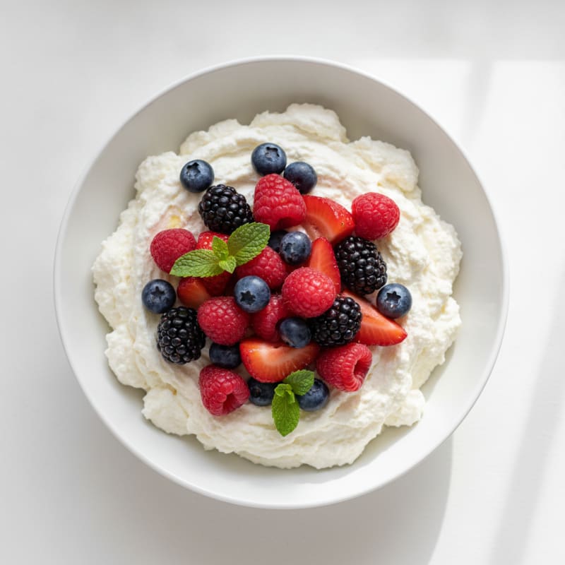 Silky Greek Yogurt Protein Mousse with Mixed Berries
