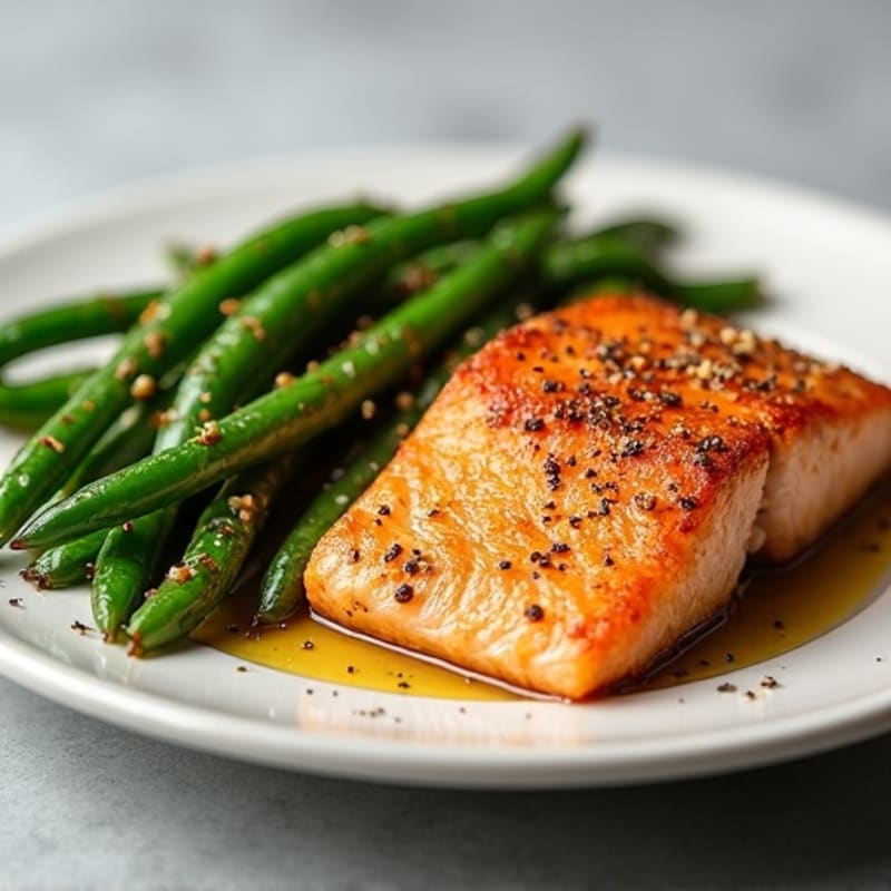 Crispy Baked Salmon with Roasted Green Beans