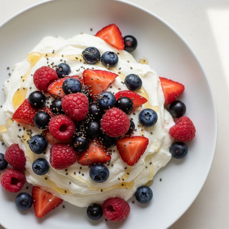 Silky Greek Yogurt Protein Mousse with Mixed Berries