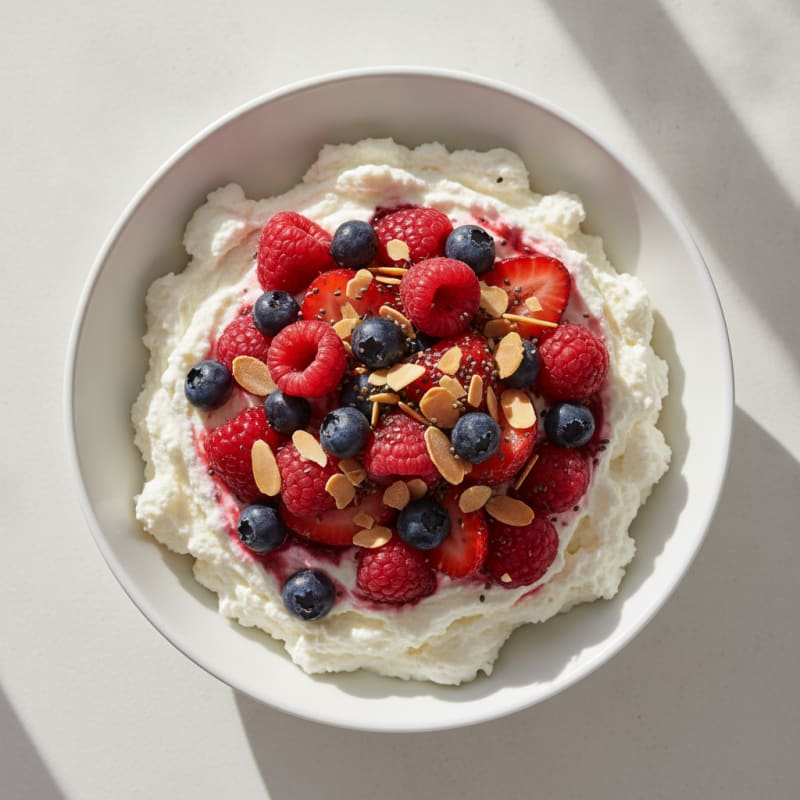 Greek Yogurt Protein Pudding with Mixed Berries