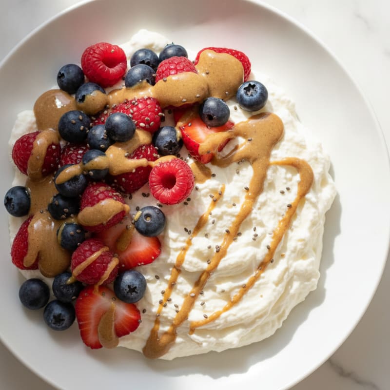 Greek Yogurt Protein Mousse with Mixed Berries