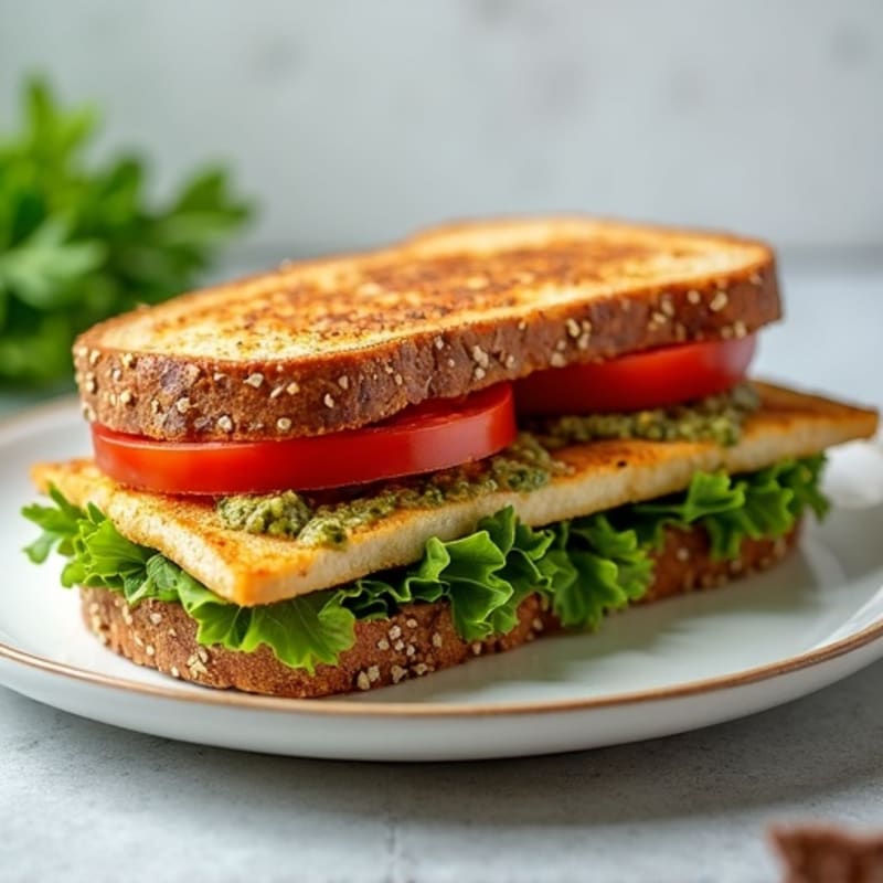 Grilled Pesto Chicken Sandwich with Fresh Greens