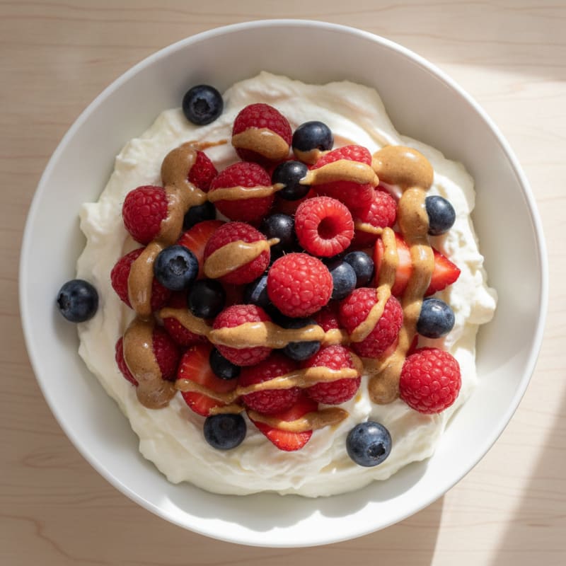 Greek Yogurt Protein Mousse with Mixed Berries