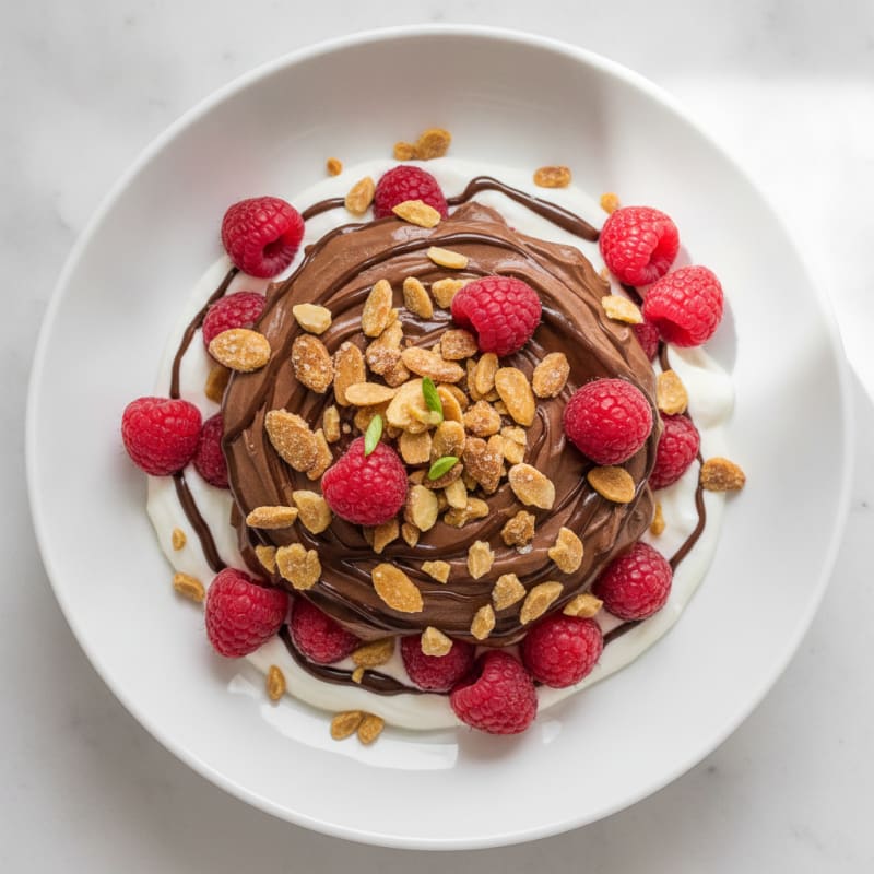 Greek Yogurt Protein Parfait with Chocolate Whey and Chopped Almonds