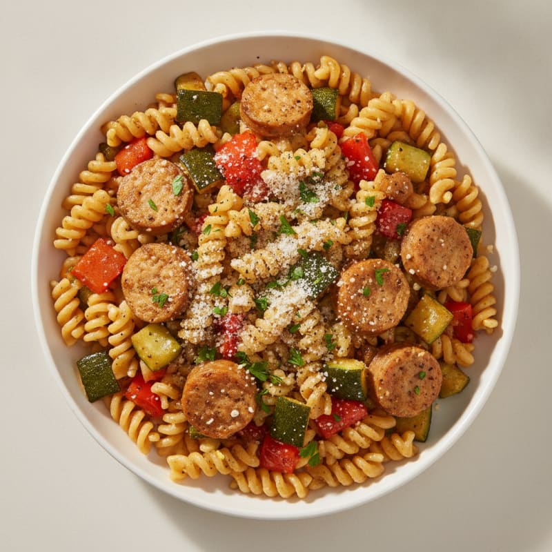 Chicken Sausage Pasta with Roasted Vegetables