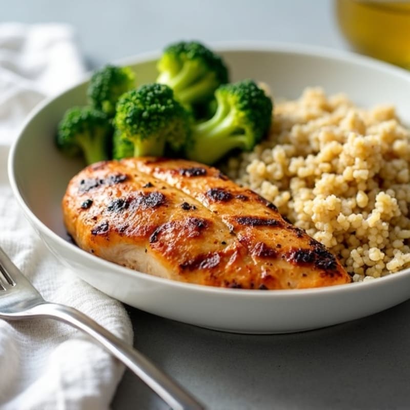 Grilled Chicken Breast with Quinoa and Steamed Broccoli