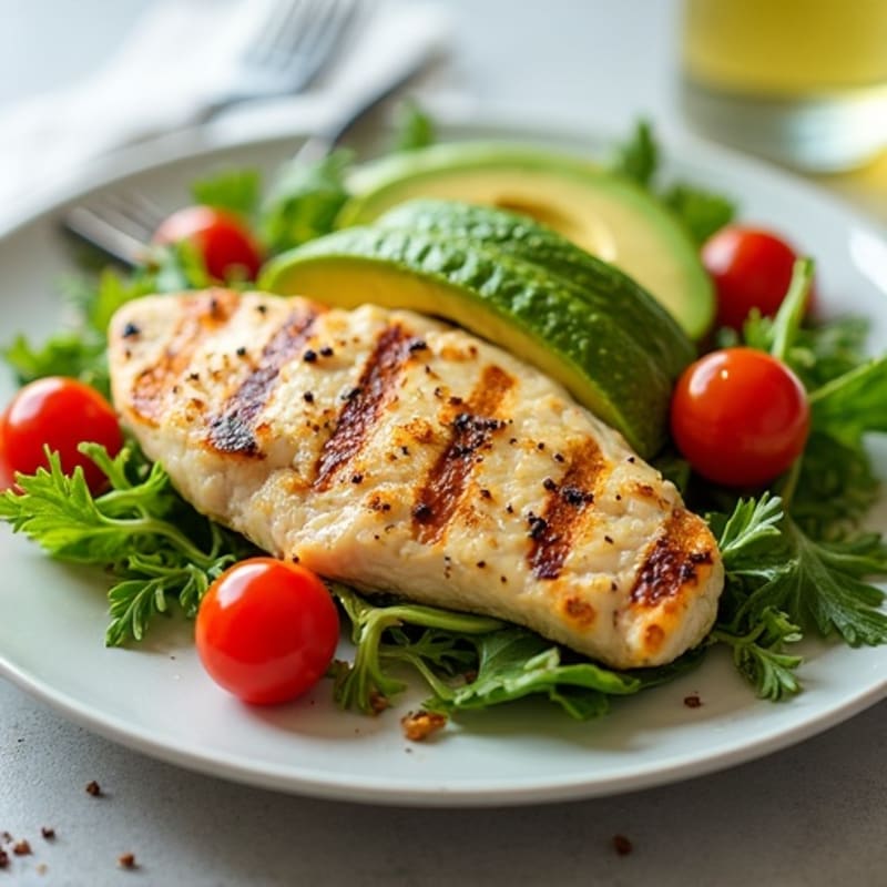 Grilled Chicken Breast with Creamy Avocado Salad