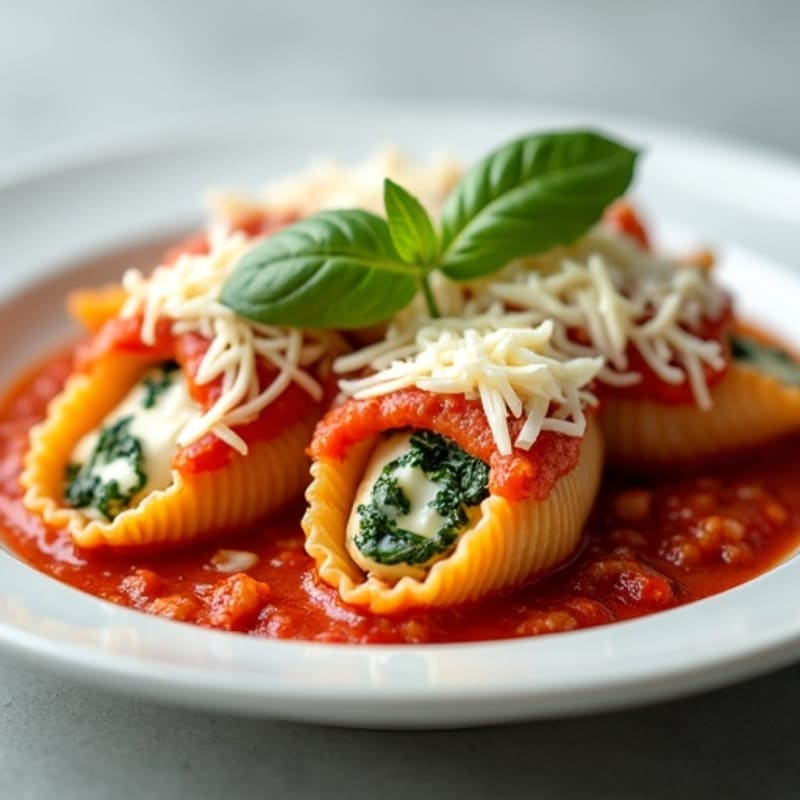 Creamy Ricotta-Spinach Stuffed Pasta Shells