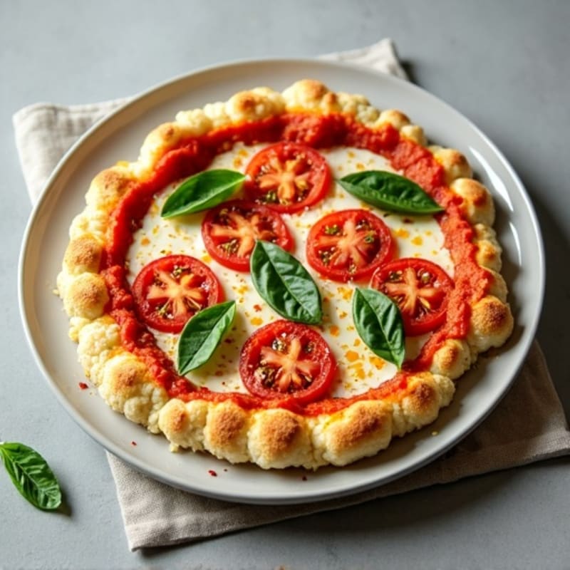 Cauliflower Crust Margherita Pizza with Fresh Basil