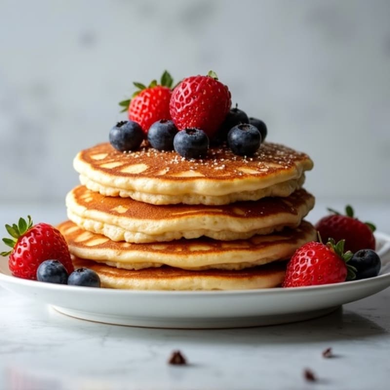 Fluffy Protein Pancakes with Fresh Berries