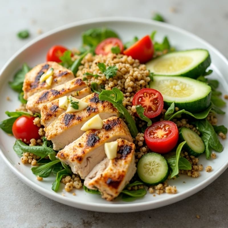 Grilled Chicken and Quinoa Salad with Lemon-Tahini Dressing