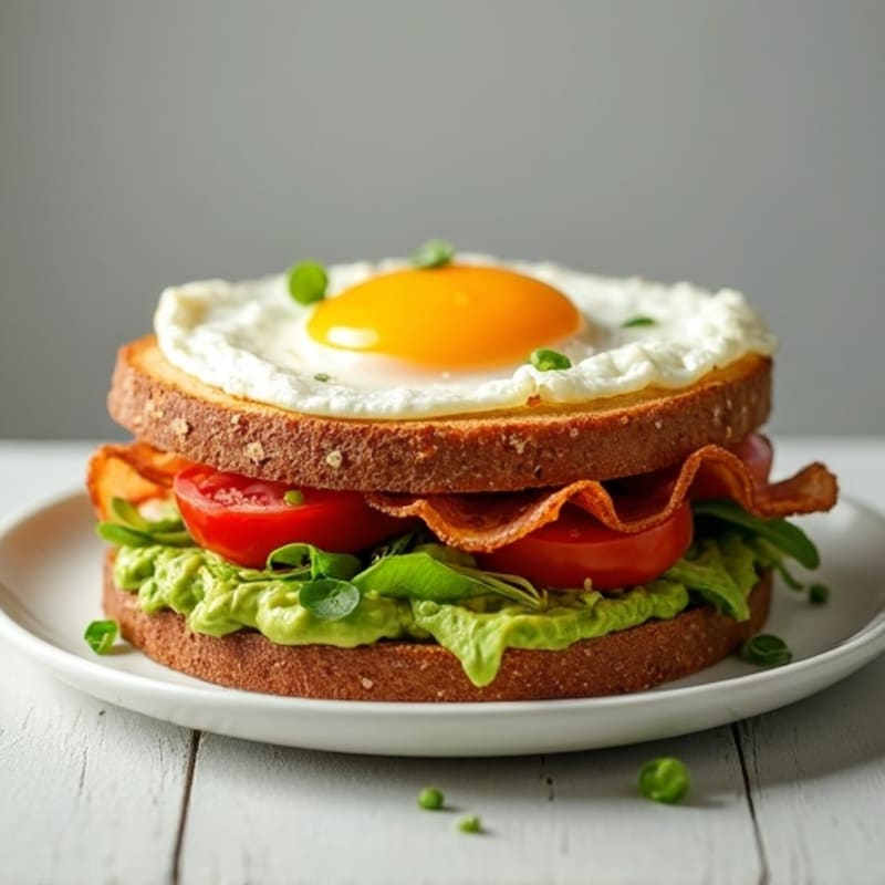 Fresh Avocado and Crispy Turkey Bacon Sandwich on Whole Wheat