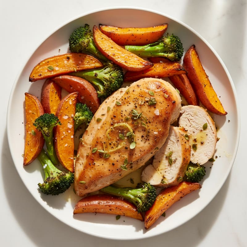 Lemon Herb Chicken with Roasted Sweet Potatoes