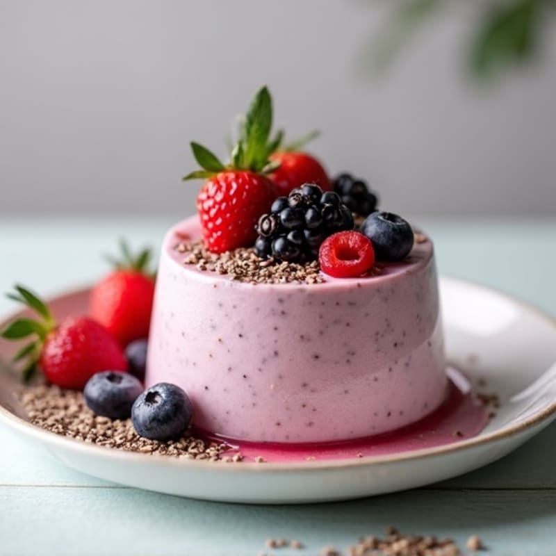 Creamy Vegan Protein Pudding with Chia Seeds and Mixed Berries