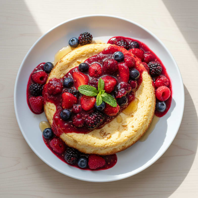 High-Protein Greek Yogurt Cheesecake with Mixed Berries