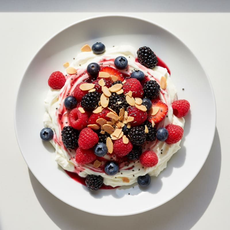 Silky Greek Yogurt Protein Pudding with Mixed Berries