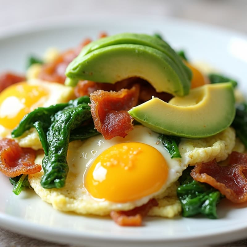 Egg White Scramble with Spinach and Turkey Bacon