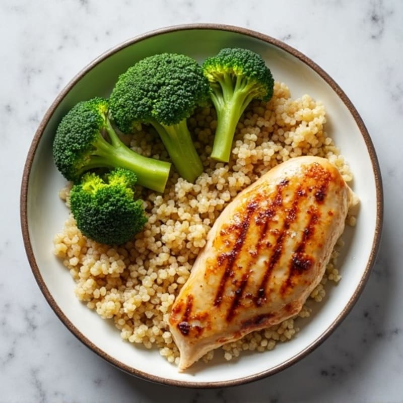 Grilled Chicken Breast with Quinoa and Steamed Broccoli