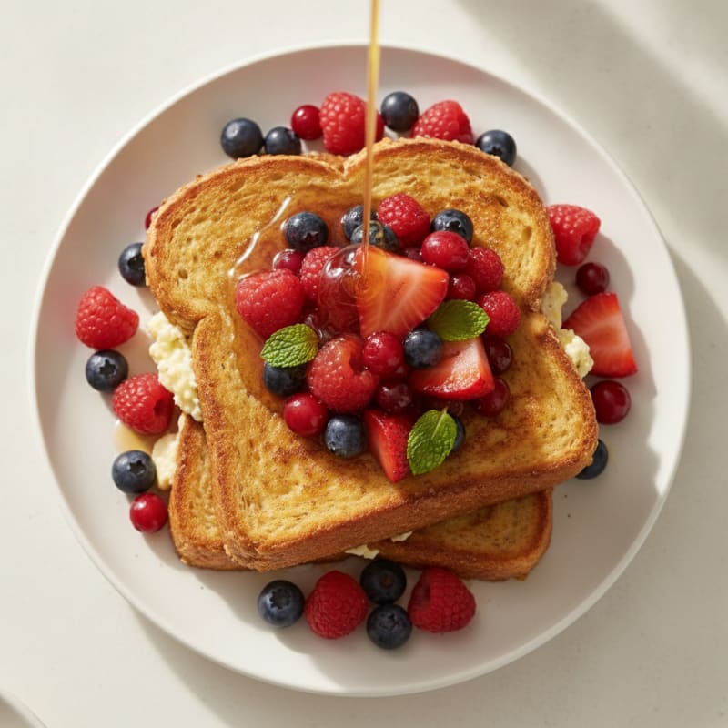 Cottage Cheese Protein French Toast with Mixed Berries