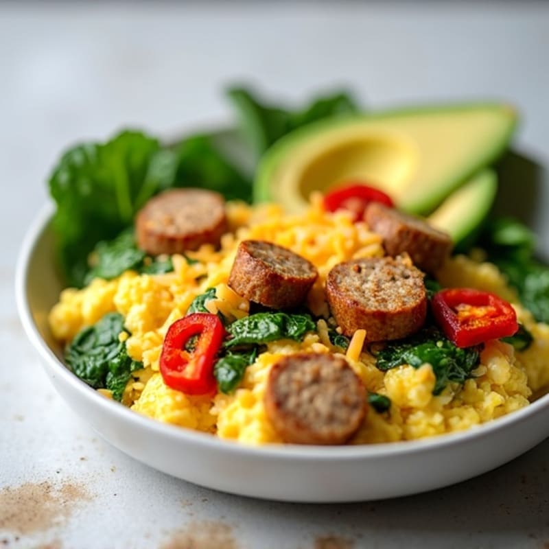 Egg White Scramble with Spinach and Turkey Sausage