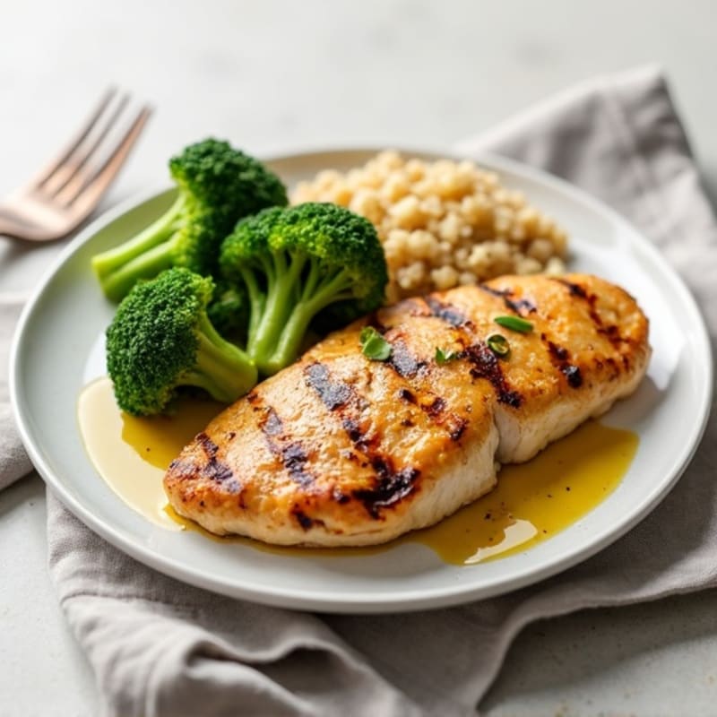 Grilled Chicken Breast with Quinoa and Steamed Broccoli