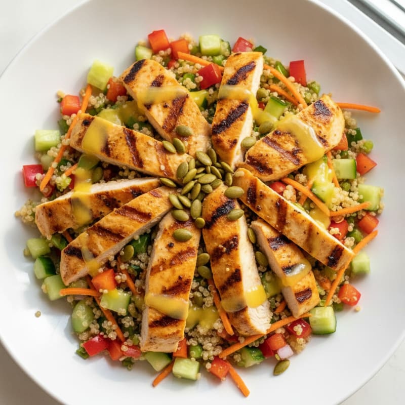 Grilled Chicken and Quinoa Salad with Crunchy Vegetables