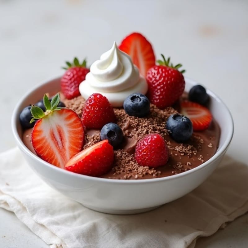 Creamy Chocolate Protein Mousse with Berries