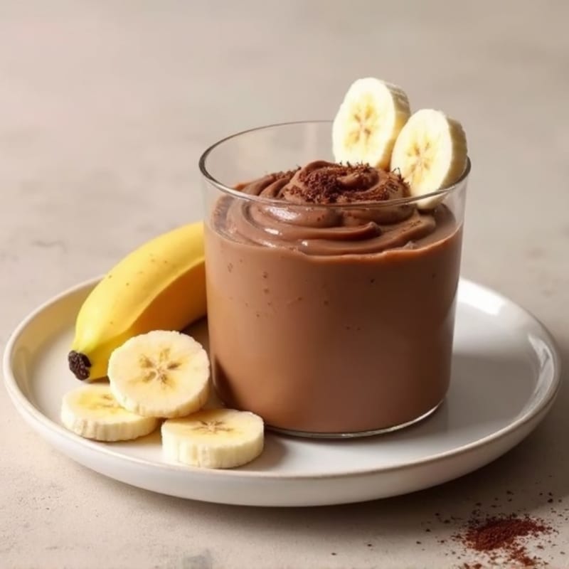 Creamy Chocolate Protein Pudding with Banana Slices