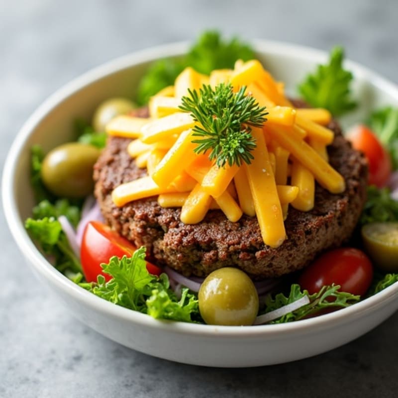 Crispy Chopped Cheeseburger Salad with Creamy Dill Pickle Dressing