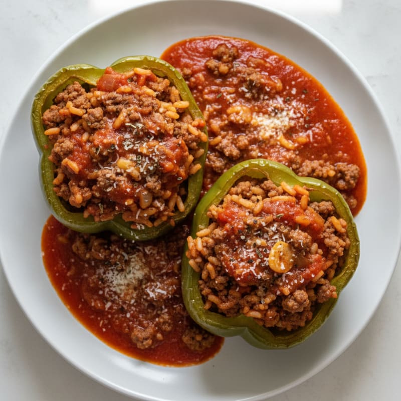 Beef and Rice Stuffed Bell Peppers