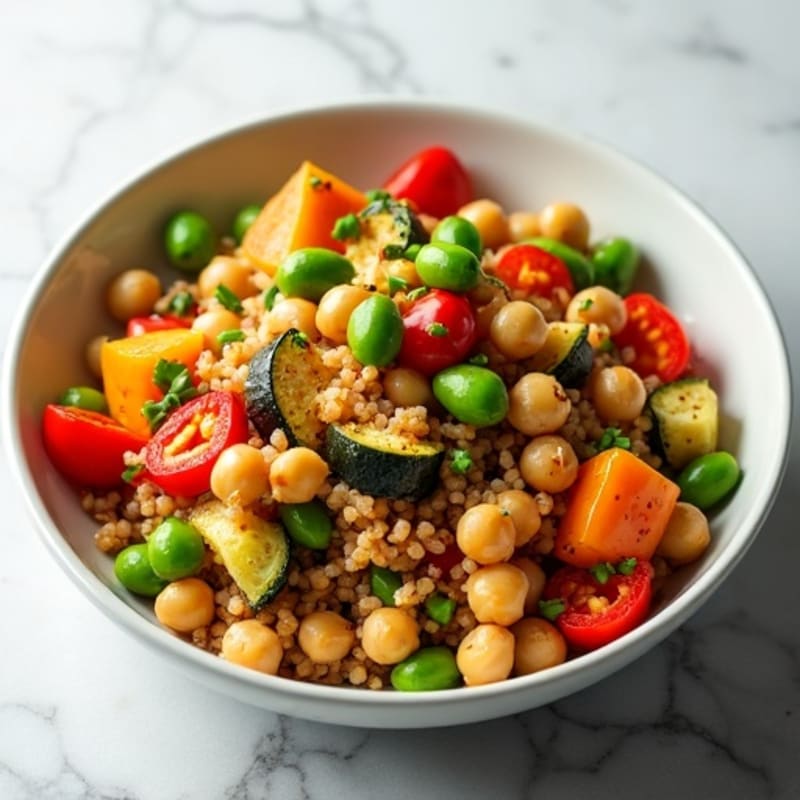 Crispy Chickpea and Quinoa Bowl with Roasted Vegetables