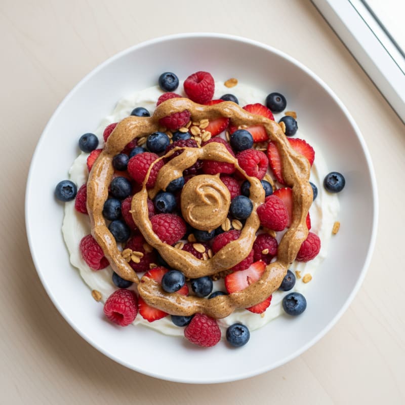 Greek Yogurt Protein Bowl with Mixed Berries and Almond Butter