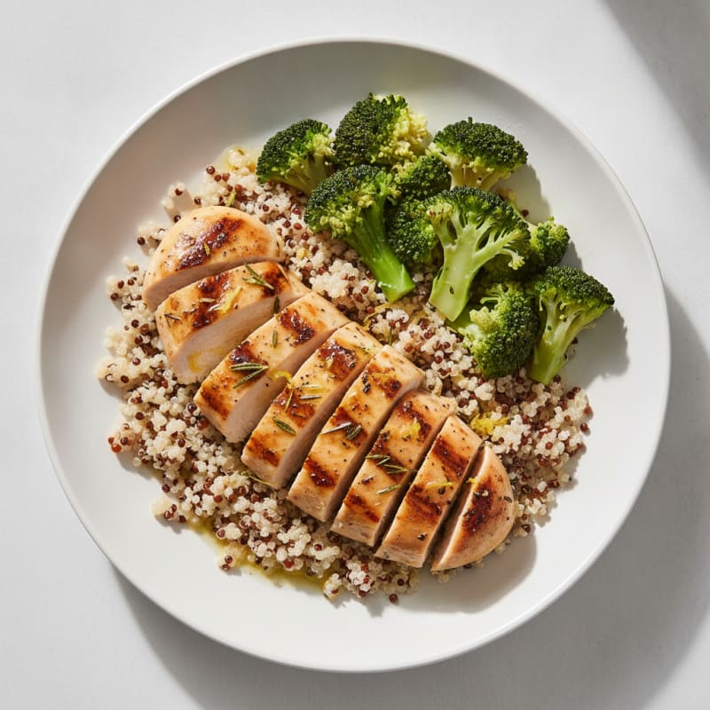 Grilled Chicken Breast with Quinoa and Steamed Broccoli