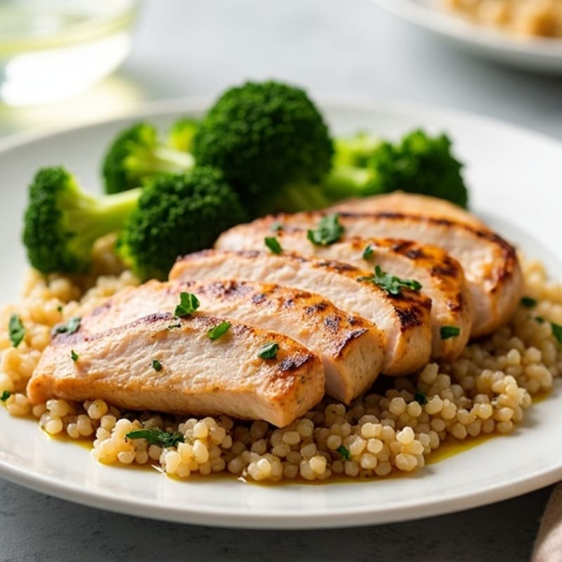 Grilled Turkey Breast with Quinoa and Steamed Broccoli