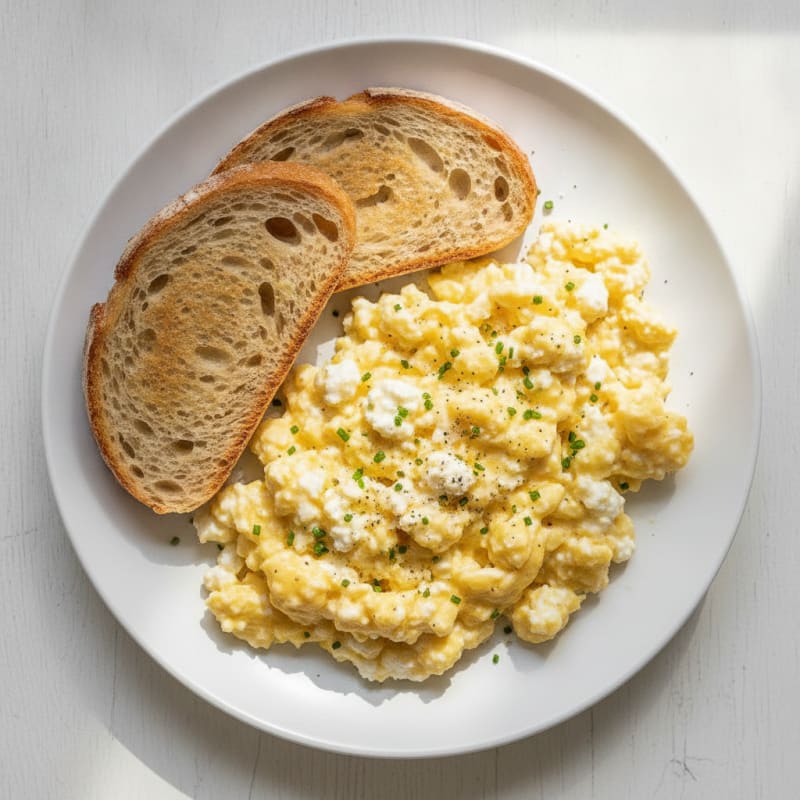High-Protein Creamy Scrambled Eggs with Cottage Cheese