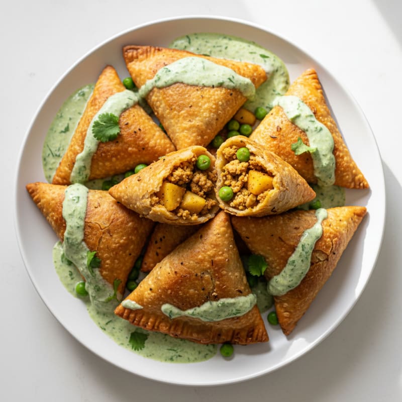 Crispy Spiced Potato Samosas with Zesty Chutney
