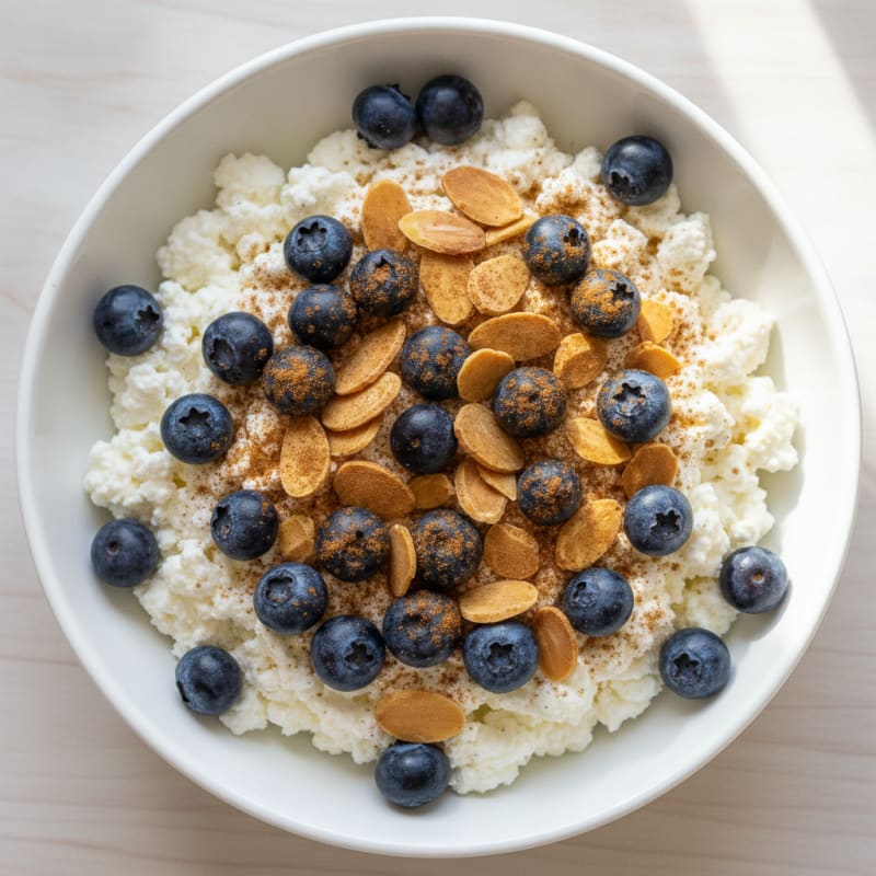 Cottage Cheese Berry Bowl with Almonds