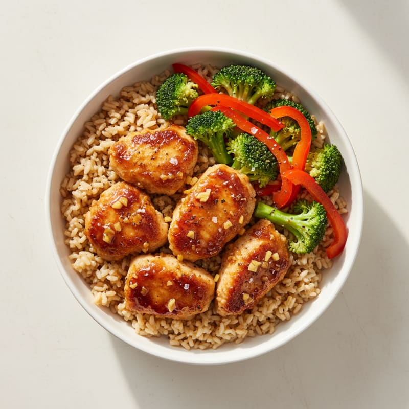 Crispy Honey-Garlic Chicken Bowls