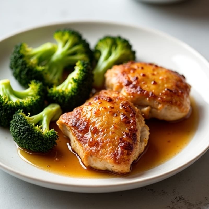 Crispy Honey-Garlic Chicken Thighs with Roasted Broccoli