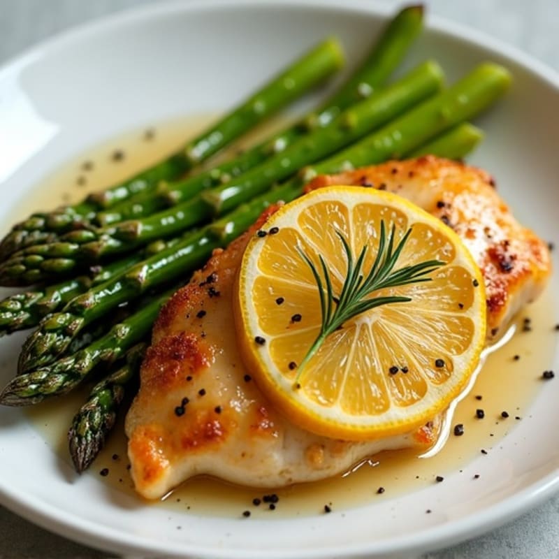 Crispy Lemon Herb Baked Chicken with Roasted Asparagus