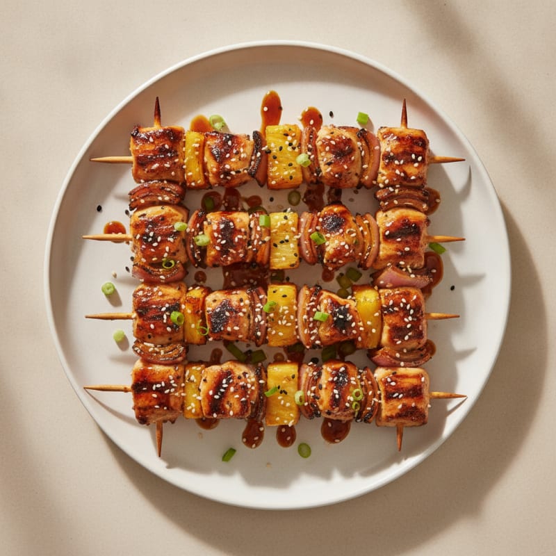 Sesame-Soy Chicken Skewers with Pineapple