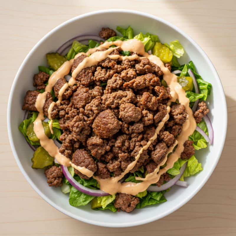 Crispy Ground Beef Big Mac Bowl