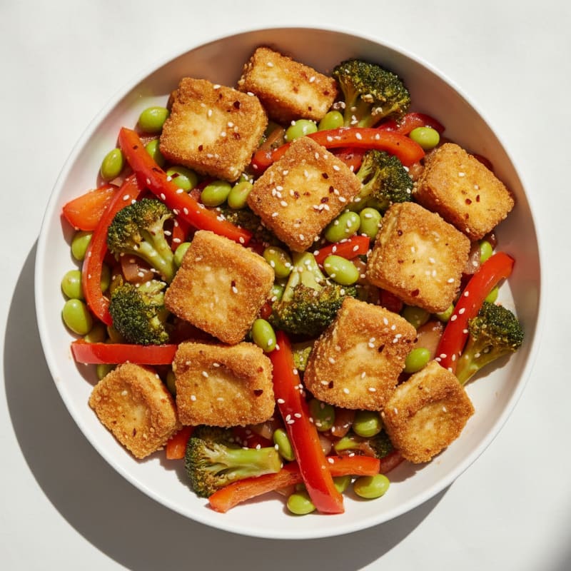 Sesame Tofu Stir-Fry with Mixed Vegetables