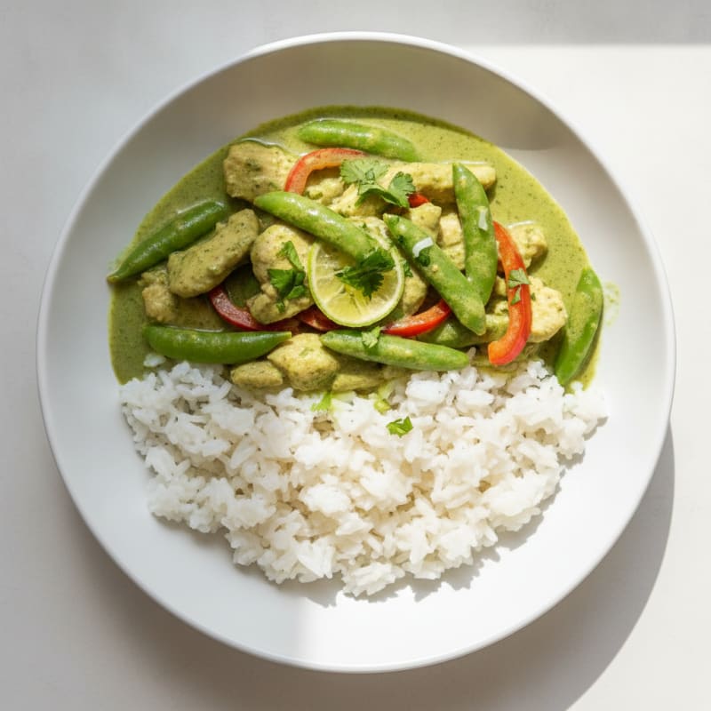 Green Curry Chicken with Coconut Rice