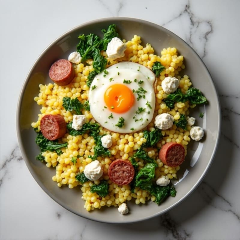 Egg White and Turkey Sausage Scramble with Spinach and Feta