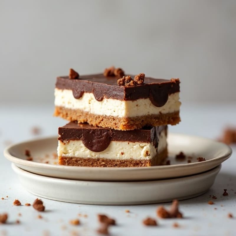 No-Bake Greek Yogurt Chocolate Protein Cheesecake Squares