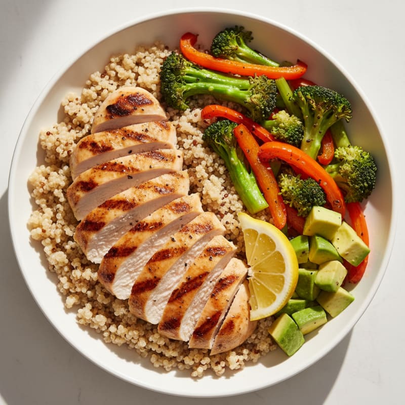 Grilled Chicken and Quinoa Power Bowl with Roasted Vegetables